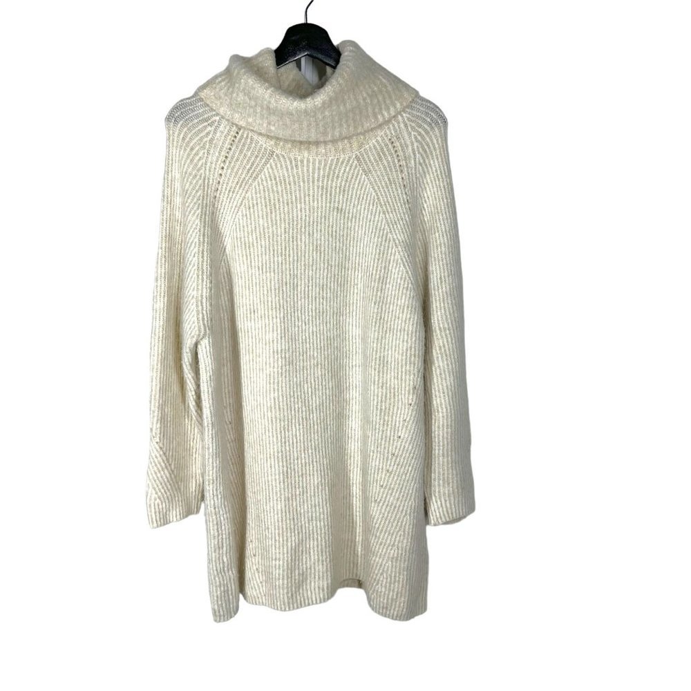 Topshop Cream Loose Oversized Long Turtleneck Sweater Medium
